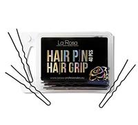 LaRosa Wavy Hair Pins 65mm - U Shaped Solid Metal Handles for Attaching Bun and Other Styling - Suitable for Hairdressing Salons - 1 Pack x 40 Pieces - Black