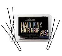 LaRosa Wavy Hair Pins 65mm - U Shaped Solid Metal Handles for Attaching Bun and Other Styling - Suitable for Hairdressing Salons - 1 Pack x 40 Pieces - Brown