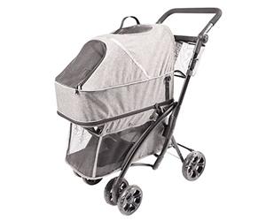 Laroy Group Deluxe Dog Buggy 99 x 79 x 49 cm Grey Ideal for Small Dogs with Mobility Problems