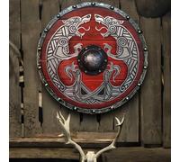 Larp Warrior Viking Shield - Medieval Round Shield with Wood & Steel Bird Design, Nautical Replica Armor for Halloween, Templar & Norse Decor #H