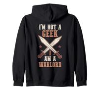 Larper Sword Fighting | Funny I'm Not A Geek I Am A Warlord Zip Hoodie