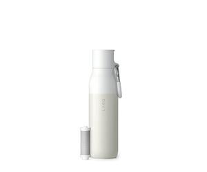 LARQ Bottle Filtered - Insulated Stainless Steel Water Bottle with Filter Straw, Removes Chlorine, PFAS Lead, BPA-Free Leak Proof Flip Top, 24h Cold for Travel Gym Office, 740ml, Granite White