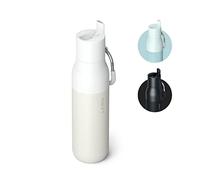 LARQ Flip Top Insulated Stainless Steel Reusable Water Bottle with Straw | Flip-up straw lid, detachable carabiner, cold 24 hours, BPA free metal water bottle for gym, travel, sport. 740 ml, G. White