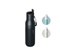 LARQ Flip Top Insulated Stainless Steel Reusable Water Bottle with Straw | Flip-up straw lid, detachable carabiner, cold 24 hours, BPA free metal water bottle for gym, travel, sport. 500 ml, O. Black
