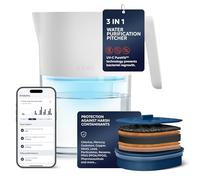 LARQ Pitcher PureVis - 1.9 Liter (8-Cup) 3 in 1 Smart Self-Cleaning Water Filter Jug, Nano Zero Filtration Removes Limescale, PFAS, Lead & Chlorine, App-Enabled Tracking | Pure White