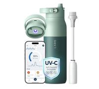 LARQ PureVis 2 Self Cleaning Water Bottle - UV Water Purifier with Filter Straw, Smart App Hydration Tracking, Insulated Stainless Steel - Eucalyptus Green, 1 Liter