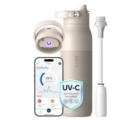 LARQ PureVis 2 Self Cleaning Water Bottle - UV Water Purifier with Filter Straw, Smart App Hydration Tracking, Insulated Stainless Steel - Mojave Dune, 1 Liter