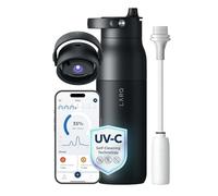 LARQ PureVis 2 Self Cleaning Water Bottle - UV Water Purifier with Filter Straw, Smart App Hydration Tracking, Insulated Stainless Steel - Obsidian Black, 1 Liter