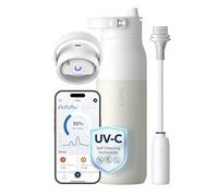 LARQ PureVis 2 Self Cleaning Water Bottle - UV Water Purifier with Filter Straw, Smart App Hydration Tracking, Insulated Stainless Steel - Granite White, 680 ml