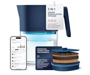 LARQ PureVis 3-in-1 Water Filter Jug | UV Purification | Smart Hydration Tracking | Removes PFAS, Chlorine & Lead from H₂O | 1.9 L / 8-Cup | 2-Year Warranty - Monaco Blue