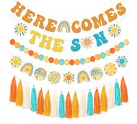 LARRAZABAL Here Comes The Son Baby Shower Banner, Here Comes the Son Baby Shower Decor Boy Boho Retro Sunshine 1st Birthday Party Supplies