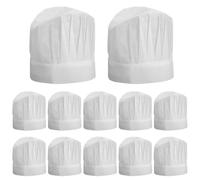 Larrel 12 Pack Chef Hats for Kids, Convenient Paper Chef Caps, Portable Kid Chefs Hat for Girls Boys Baking, Cooking Parties, Pizza Party, DIY Craft Activity White