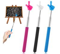 Larrel 3 Pcs Pointer Finger, Extendable Finger Pointer Stick Teacher Pointers for Elementary School Kindergarten Teacher, Classroom Supplies (Black Pink Blue)