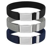 Larrel 3 Pcs Toddler Boy Belt, Adjustable Boy Belt with Silver Buckle | Elastic, Boys' Belts, for Child Boys Girls Pants Jeans Casual School Uniform(Black, Grey, Navy Blue)