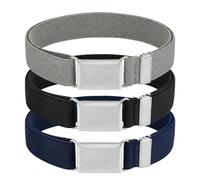 Larrel 3 Pieces Toddler Boy Belt, Adjustable Elastic Boy Belt with Silver Buckle for Child Boys Girls Pants Jeans Casual School Uniform(Black, Grey, Navy Blue)