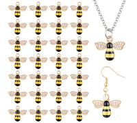 Larrel 30PCS Bee Charm Pendants with Rhinestone, Alloy Enamel Bee Charms Pendants, Cute Honeybee Charms for Jewelry Making, DIY Craft, Earring, Necklace and Bracelet