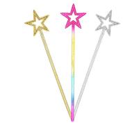 Larrel 3PCS Star Magic Wands, 13 Inch Princess Fairy Wands, Star Wand, Angel Magical Wand for Birthday, Party, Halloween, Christmas, Masquerade Dress Up, Cosplay, Gift (Gold, Silver, Colorful)