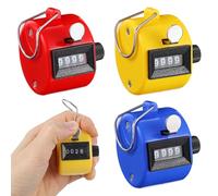 Larrel 4-Digit Hand Counter Clicker, 3 Pcs Portable Lightweight Clickers for Counting, Finger Counter Clicker for Sports Coaching, Knitting, Inventory, People Counting(Red, Yellow, Blue)