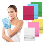 Larrel 6PCS Exfoliating Cloth Gloves, Colorful Exfoliating Bath Cloth, 14x18.5cm/5.5x7.2 Inch Exfoliating-Washcloth for Women and Men, Double Sided Scrub Mitt for Removing Dead Skin, Dirt and Grease