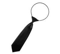 Larrel Boys Black Tie, Pre-Tied Kids Necktie, Adjustable Toddler Tie, Pure Color Ties for Wedding and School Graduation, Clip On Neck Ties for Uniform and Shirt