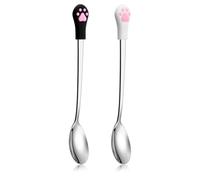 Larrel Cat Food Spoon, 2Pcs Stainless Steel Pet Food Spoon with Cute Claw Design for Easy Scooping Wet Foods for Cats and Dogs, Cat Foods Accessories for Home, Travel Use(White, Black)