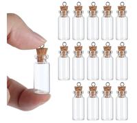 Larrel Cork Stoppers Glass Bottles, 15PCS Mini Glass Bottle with Wood Cork Stoppers Tiny Jars with Lids Romantic Decorations for Message Candy Wishing Bottle