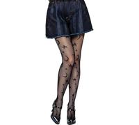 Larrel Funky Tights, Star And Moon Shape Tights Fishnets Cute Patterned Tight Stockings Lace Tight Lace Leggings Pantyhose Gothic Tightes Fishnet Leggings Fish Nets Legging for Women Girl (Black)