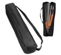 Larrel Grill Utensil Storage Bag, Sturdy Grill Tool Bag with Handle 22.44 x 3.94in/57 x 10cm Portable Black BBQ Utensil Storage for Camping and Hiking BBQ