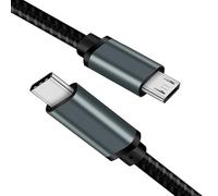 LARRITS Short Braided USB C to Micro USB Cable 1FT Gray for iphone 16 15 MacBook Pro Air Galaxy S25 S23 S22 S21 Pixel 8/7/6/5/4/3 OnePlus 11 10 9 (1m)