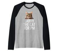 Larry The Cat For PM. Funny Tabby Cat Men Women Teens Raglan Baseball Tee