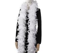 Larryhot 60g White Feather Boa - 2 Yards Turkey Boa Feathers for Party Bulk,Christmas,Wedding Centerpieces,Costume,Concert,Pet and Home Decoration (White)