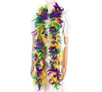 Larryhot 80g Mardi Gras Feather Boa - 2 Yards Boa Feathers for Party,Christmas,Mardi Gras,Masquerade Party,Carnival,Concert and Home Decoration(80g-Mardi Gras), Mardi Gras, 80g