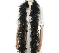 Larryhot Black with Gold Tinsel Boas - 45g 2 Yards Feather Boas for Party Bulk,Halloween,Wedding,Concert,Pet and Home Decoration(45g-Black Gold Tinsel)