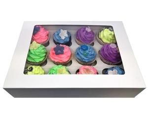LARRYROO 12 Hole Cavity Windowed Cupcake Boxes With Removable Inserts (5)