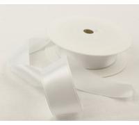 LarryRoo 2 Metres Of 25mm Wide Double Faced Satin Ribbon - Choose From 23 Colours (White)