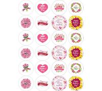 LarryRoo 24 X Pre Cut Mothers Day Edible Wafer Cupcake Fairy Cake Toppers