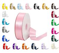 LarryRoo 25 Metres Rolls Double Sided Satin Ribbon Reels In Range Of Widths & Colours (Baby Pink, 25mm X 25 Metres)