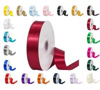LarryRoo 25 Metres Rolls Double Sided Satin Ribbon Reels In Range Of Widths & Colours (Burgundy, 16mm X 25 Metres)