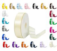 LarryRoo 25 Metres Rolls Double Sided Satin Ribbon Reels In Range Of Widths & Colours (Ivory, 6mm X 25 Metres)