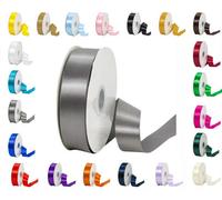 LarryRoo 25 Metres Rolls Double Sided Satin Ribbon Reels In Range Of Widths & Colours (Silver, 25mm X 25 Metres)