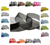 LarryRoo 50M / 25M Roll Luxury Organza Woven Edge Ribbon Reel Rolls 3mm, 9mm, 15mm, 25mm, 40mm (Black, 25mm X 25 Metres)