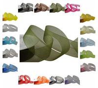 LarryRoo 50M / 25M Roll Luxury Organza Woven Edge Ribbon Reel Rolls 3mm, 9mm, 15mm, 25mm, 40mm (Dark Green, 9mm - 25 Metres)