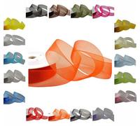 LarryRoo 50M / 25M Roll Luxury Organza Woven Edge Ribbon Reel Rolls 3mm, 9mm, 15mm, 25mm, 40mm (Orange, 9mm - 25 Metres)