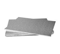 LARRYROO 8" x 4" Silver Rectangle Turned Edge Cake Board - For Yule Log, Fruit Cakes, Birthday Celebration Bakes & More (1)