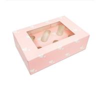 Larryroo Anniversary/love/valentines Cupcake Boxes - Pink With White Hearts - Holds 6 Cup Cakes, With Removable Inserts (10)