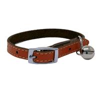 LarryRoo Cat Collar Real Leather With Safety Elastic, Bell, Available (Brown)