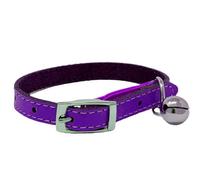 LarryRoo Cat Collar Real Leather With Safety Elastic, Bell, Available (Purple)