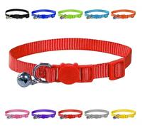 LARRYROO Cat Collar with Bell - Adjustable 20-30cm Breakaway Safety Collar for Cats & Kittens - Vibrant Soft Nylon Quick Release Kitten Collar - Lightweight Comfortable Pet Collar - Red