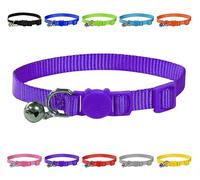 LARRYROO Cat Collar with Bell - Adjustable 20-30cm Breakaway Safety Collar for Cats & Kittens - Vibrant Soft Nylon Quick Release Kitten Collar - Lightweight Comfortable Pet Collar - Purple