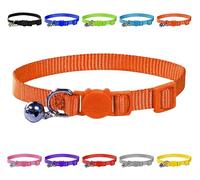 LARRYROO Cat Collar with Bell - Adjustable 20-30cm Breakaway Safety Collar for Cats & Kittens - Vibrant Soft Nylon Quick Release Kitten Collar - Lightweight Comfortable Pet Collar - Orange